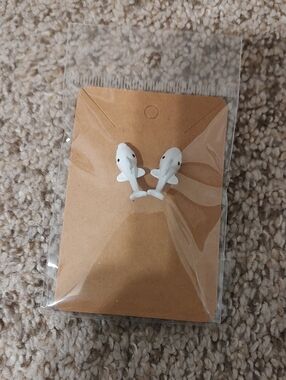 Cute White Shark Stud Earrings